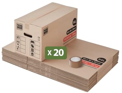 Verhuisdozen Set - Verhuisboxen Opslag - Veilig Verhuizen - Extra Sterk Dubbel Golfkarton - 20 Stuks 54L - Bruin