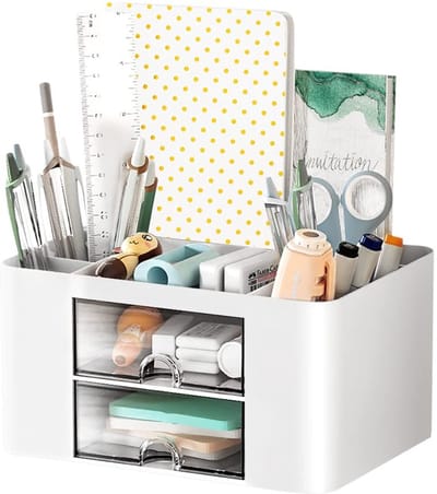 Dailygoods- Bureau-organizer multifunctioneel - Pennenhouder - Bureauaccessoires - Desk organizer - Organizer met 5 vakken - Hoogwaardige kunststof 19,5x14x10 cm
