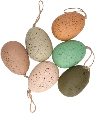 Decoris Paaseieren - 6x stuks - 9 cm - kunststof - multicolor - paasversiering - paasdecoratie