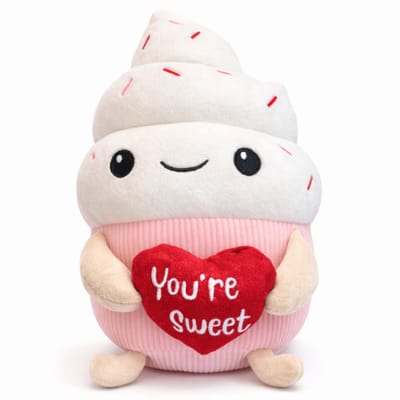 Topknuffels® Cupcake Wit Squishy Love Pluche Knuffel 25 cm - Liefdes Love Knuffels - Valentijnsdag Cadeau - Speelgoed Plush - Ik Hou van Jou