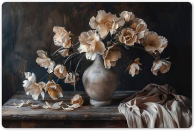 Placemats 45x30 cm - Placemat kunststof - 1 stuk - Bloemen - Vaas - Kunst - Stilleven - Borden onderleggers - Decoratie voor op tafel - Keuken tafeldecoratie accessoires - Vinyl onderlegger - Tafelversiering