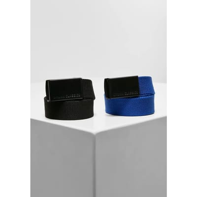 Urban Classics - 2-pack Kinder Canvas riem - Zwart/Blauw