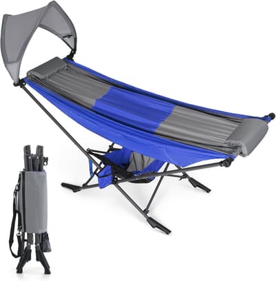 Draagbare Hangmat met Standaard, Blauw