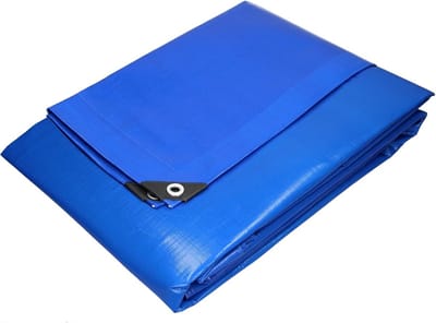 Afdekzeil met ringen - Beschermend zeildoek - Buiten beschermen - Waterdicht en UV-bestendig - 6 x 8 meter - Blauw