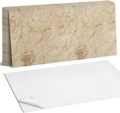 Coloray Plaktegels - Natuursteenpatroon Zelfklevende Wandtegels - 40 cm x 20 cm - Beige Plaktegels - 10 stuks - Rechthoek PVC Tegels - Plaktegels Badkamer - Vloertegels Zelfklevend - Vinyl Tegels Zelfklevend - Portugese Tegels