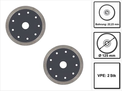 Festool TL-D125 PREMIUM diamantdoorslijpschijven-set 125x1,2x22,23mm ( 2x 769162 ) voor beton en natuursteen voor DSC-AGC 18-125, AGC 18-125, DSC-AG 125 FH, AGP 125