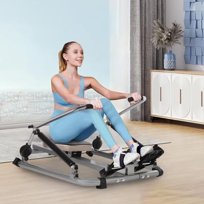 Roeimachine Inklapbaar - Cardio Fitness - Thuis Trainen - Hydraulisch Verstelbaar - 120 kg Belasting - Zilver Zwart
