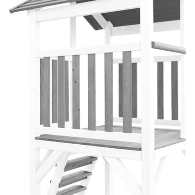AXI Beach Tower Speeltoestel in Grijs/Wit - Speeltoren met Summer Nestschommel, Grijze Glijbaan en Zandbak - FSC hout - Speelhuis op palen voor de tuin