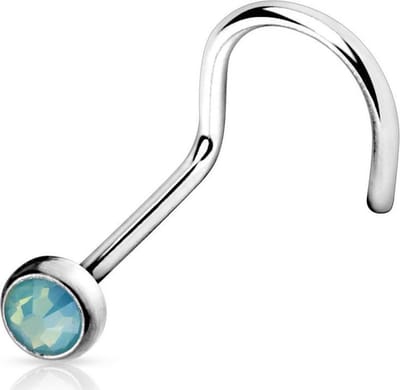 Neuspiercing U-bocht Opal Press Fit 0.8x6x2 - groen - LMPiercings