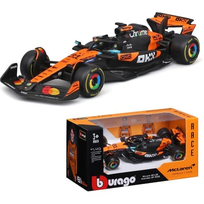 Bburago 1:43 Legering Die-cast Speelgoedauto Model F1 Mclaren UK Station Mcl39 Kampioen Speler #4 Lando Norris #81 Oscar Piastri black