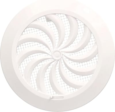 Rond Ventilatierooster 100 mm met Insectenbescherming - Afsluitbaar en Wit