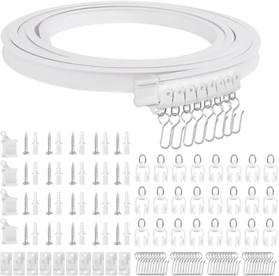 Dailygoods- Gordijnrail flexibele 4 meter - Stille wielen - Plafondmontage - Gordijnrailsysteem - Douchegordijn - Topkwaliteit nanosynthetisch pvc - Gordijnsysteem