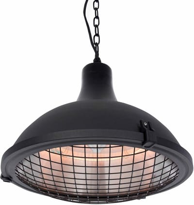 Zwarte Hangende Terrasverwarmer Elektrisch 2100W - Industriële Stijl - Infrarood Warmte
