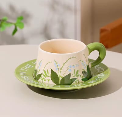 Bloemen Theekop & Schotel Set - Luxe Cadeauverpakking - Vintage Design