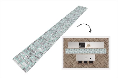 Keukenloper - Keukenmat - Patronen - Huizen - Scandinavisch - 400x50 cm - Keuken vloerkleed