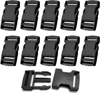 10 Stuks Plastic Snap Sluiting, 25mm Plug Klemmen, Dubbelzijdige Ontgrendel Koppelingen voor Rugzakken en Hondenhalsbanden, Zwart