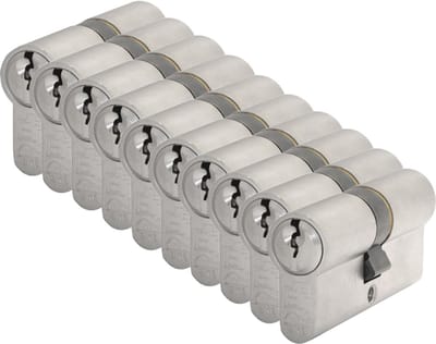 Dubbele cilinder - Vernikkeld - Messing - S2 - S2 veiligheidscilinders S6 gelijksluitend per 10, 30/30
