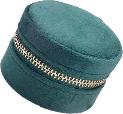 SnelShoppen - Mini-sieradenkistje van fluweel, rond, met spiegel, reissieradenetui, draagbare kleine organizer voor ringen en oorbellen, donkergroen m