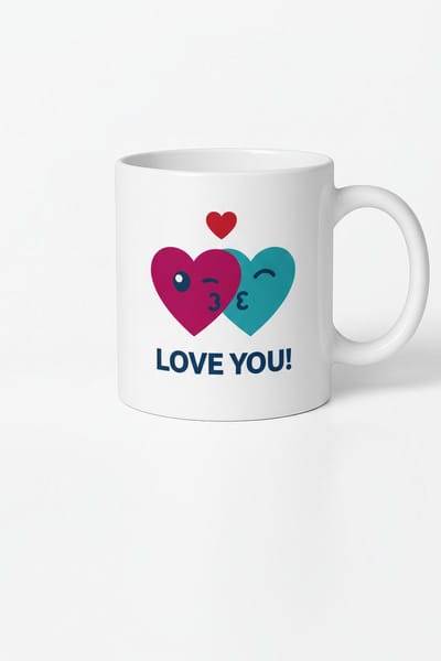 Valentijn Mok met Liefdesharten en Kus - "Love You!" Cadeau