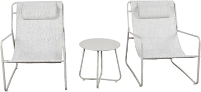 Mannsberger Tuinset - Loungeset 3dlg - Tuin tafel en 2 stoelen - Tuintafelset - stoelen met waterafstotende stof - Camping - beige