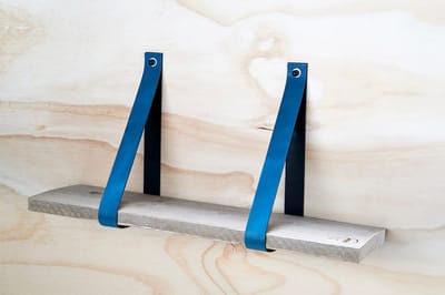 Leren Plankdragers Petrol, Set van 2 stuks, 92 x 4 cm. incl bevestigingsmateriaal, Incl plank 90cm