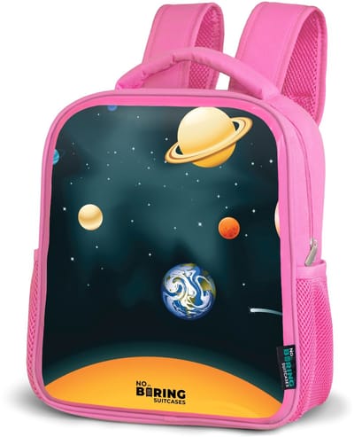 NoBoringSuitcases.com® - Rugzak roze - Schooltas meisjes - Ruimte met planeten - Kinder rugtas meisje - Boekentas kind - Kinderrugzak voor school - Schoolrugzak