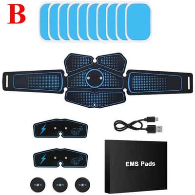Smart EMS buikspierstimulator Trainer Spierstimulator met 10 gelpads blauw