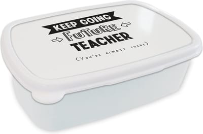 Broodtrommel Wit - Lunchbox - Brooddoos - Docent - Studeren - Motivatie - Quote - 18x12x6 cm - Volwassenen
