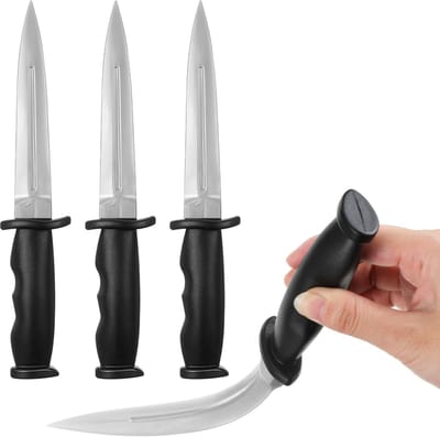 Store_8 - Rubberen vechtkunst trainingsmes - Veiligheid - Zwart en zilver - Oefenmes - Geschikt voor tieners en volwassenen