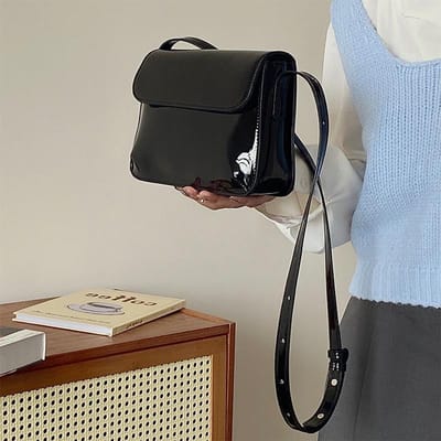 Hongkong Stijl Retro Okseltas voor Vrouwen in Herfst en Winter Nieuwe Rode Lakleren Handtas Schoudertas Crossbody Tas Kleine Vierkante Tas voor Vrouwen gray