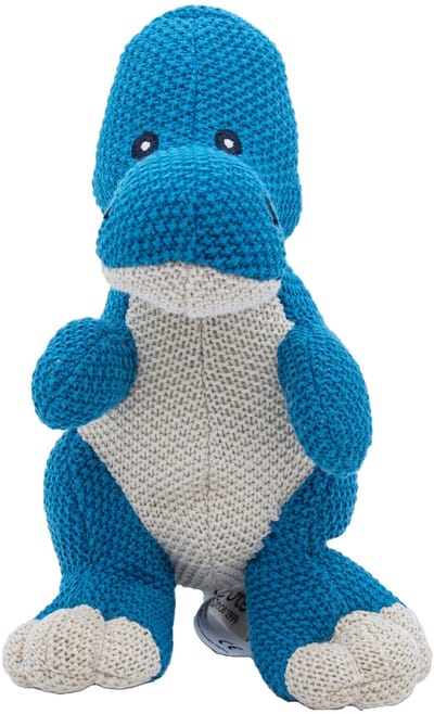 Cute since 1999 - Dinosauruspark - Dinosaurus speelgoed - Blauwe zitten dino - Katoen Knuffel - 24 cm
