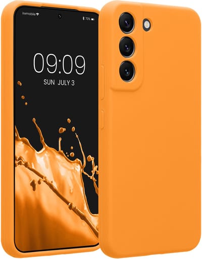kwmobile telefoonhoesje geschikt voor Samsung Galaxy S22 - TPU backcover met siliconen coating - Smartphone case in fruitig oranje