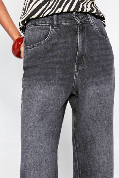 boohoo Dames Basics Hoge Taille Straight Leg Jeans | Washed Black | Maat: 6/32L