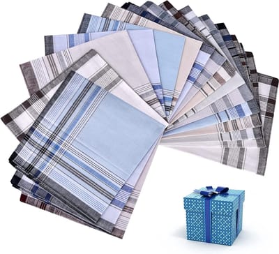 JGS ® 18 stuks zakdoeken voor heren, stoffen zakdoeken voor heren, 100% katoen, zakdoeken, stoffen zakdoeken, traditionele zakdoeken, grote zakdoeken, handkerchief met ruitpatroon, Meerkleurig