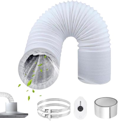Afvoerslang PVC - Flexibele Aluminium Pijp - Ventilatie Aanleggen - Inclusief Klemmen - 80mm x 3m - Wit