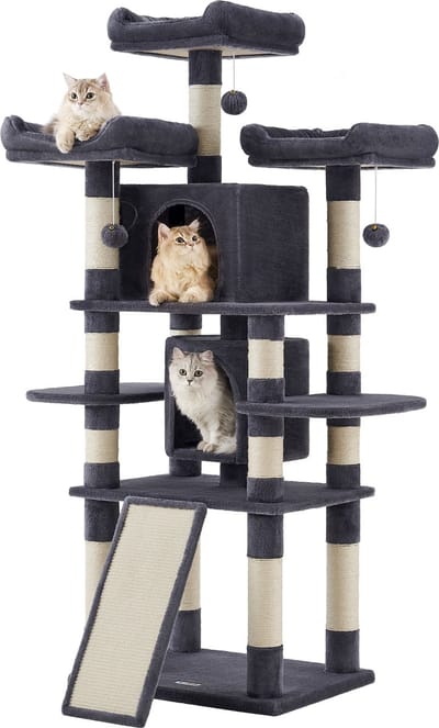 ACAZA Krabpaal - Krabpaal voor grote Katten - Kattenboom - 172 cm Hoog - Donkergrijs - Kattenkrabpaal