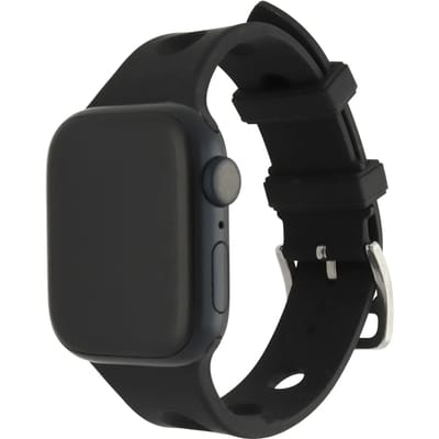 123watches bandje Evelor - siliconen - zwart - 38 · 40 · 41 & 42 mm - Geschikt voor Apple Watch series 1/2/3/4/5/6/7/8/9/10/11/12/SE/SE2/SE3
