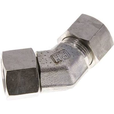 16S RVS 45gr L-stuk Snijringkoppeling Draaidoorvoer 400bar FKM O-ring en Afdichtconus Verstelbaar ISO 8434-1