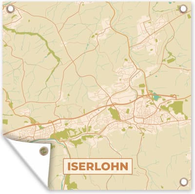 Tuin poster Iserlohn - Kaart - Plattegrond - Vintage - Stadskaart - 200x200 cm - Tuindoek