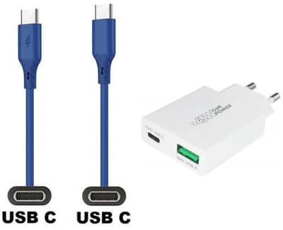 45W super snellader met 2 poorten + 1,0m USB C naar C kabel. Universele PD PPS lader. Compacte GaN oplader adapter past op JBL CLUB 700BT / 950NC / ONE / ONE Pro+, Wave 100 / 200 / 300 / Beam/ Buds / Flex, Reflect Aero / Mini NC