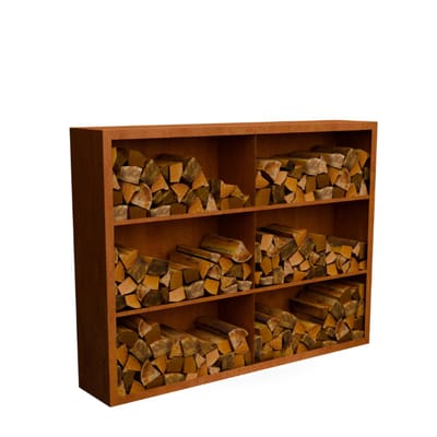 Egura cortenstaal Houtopslag 6 vakken met achterwand L200 x B38,5 x...