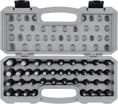 Doppenset Slagvast - Socket Set Torx - Reparaties Uitvoeren - Tweedelig Ontwerp - 40 Delig - Grijs