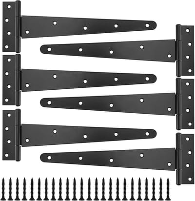 Zware 30cm T Scharnieren - Set van 6 - Ideaal voor Schuifdeuren, Poorten en Kasten - Inclusief Bevestigingsschroeven en Verbeterde Dikte
