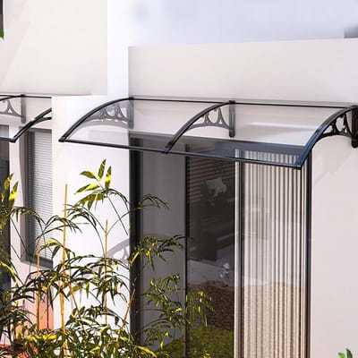 Voordeur Luifel - Buiten Onderdak - Bescherming tegen Weer - UV Bestendig - 60 x 230 cm - Transparant Zwart