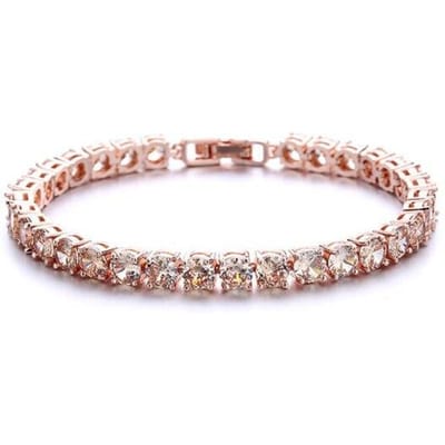 S925 Sterling Zilver Romantisch Roségoud Glitterende Edelsteen Armband white