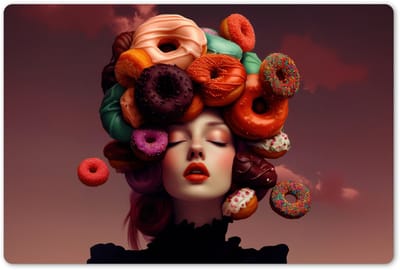 Placemats 45x30 cm - Placemat kunststof - 1 stuk - Vrouw - Donuts - Kleurrijk - Borden onderleggers - Decoratie voor op tafel - Keuken tafeldecoratie accessoires - Vinyl onderlegger - Tafelversiering