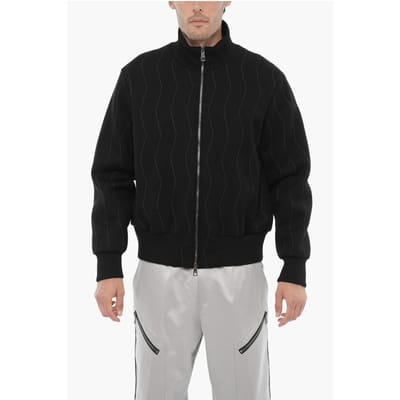 Geborduurde Slim Fit Sweatshirt met Ritssluiting in Zwart