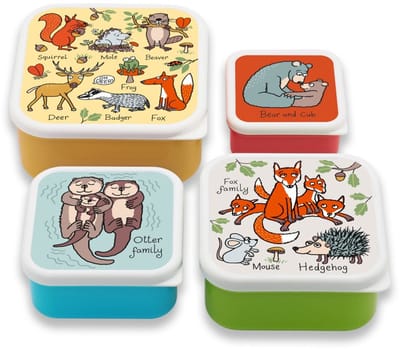 Bos dieren / woodland kleine snackboxjes snackdoosjes set 4 stuks - Tyrrell Katz