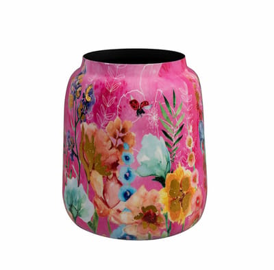 TS Collection Vaas Fiesta Fuchsia - roze - metaal/epoxy - D21 x H24 cm - bloemenvaas - Designed by Lammie