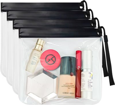 Famanu - 4 Stuks Vliegtuig Tas Vloeistoffen 1l Handbagage Vloeistoffen 20 X 20cm Vloeistoffen Tas Handbagage Hermetische Rits Tas Vliegtuig Toilettas Transparant